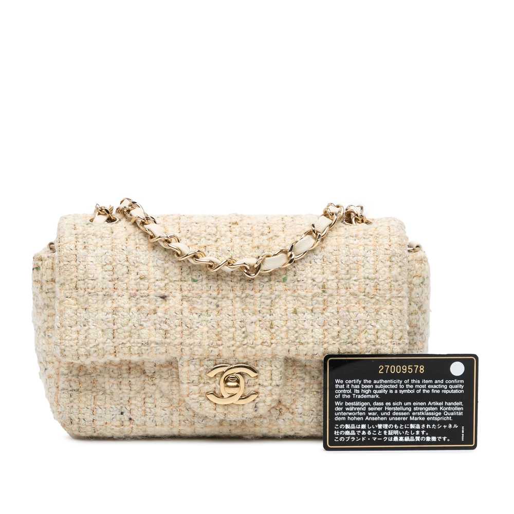 White Chanel Mini Rectangular Classic Tweed Singl… - image 8