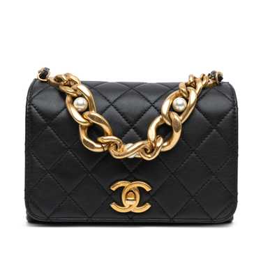 Black Chanel Quilted Calfskin Pearl Jewel Chain F… - image 1