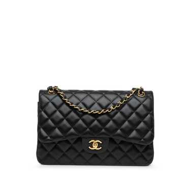 Black Chanel Jumbo Classic Lambskin Double Flap Sh