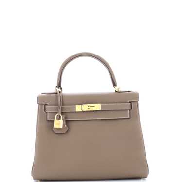 Hermes Kelly Handbag Grey Togo with Gold Hardware 