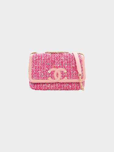 Chanel Mid 2019 Pink Tweed CC Filigree Medium Flap