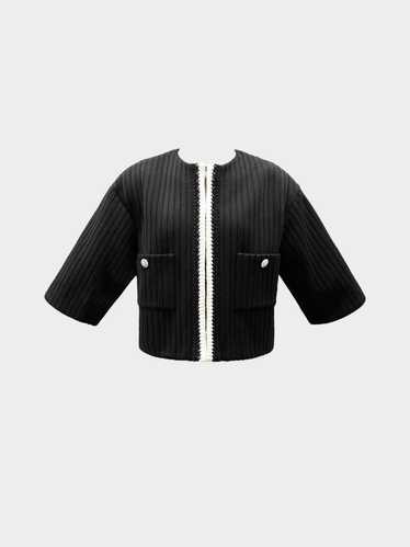 Chanel Cruise 2022 Black Ribbed Crochet Trim Jacke