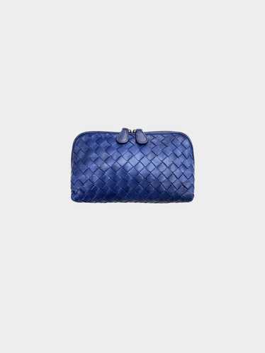 Bottega Veneta 2010s Navy Blue Intrecciato Leather