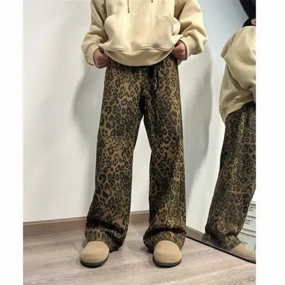 Jean × Streetwear × Vintage leopard print wide le… - image 1