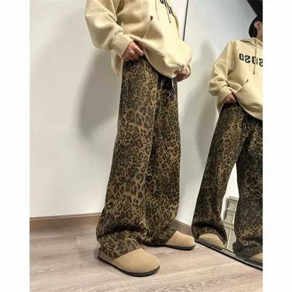 Jean × Streetwear × Vintage leopard print wide le… - image 2