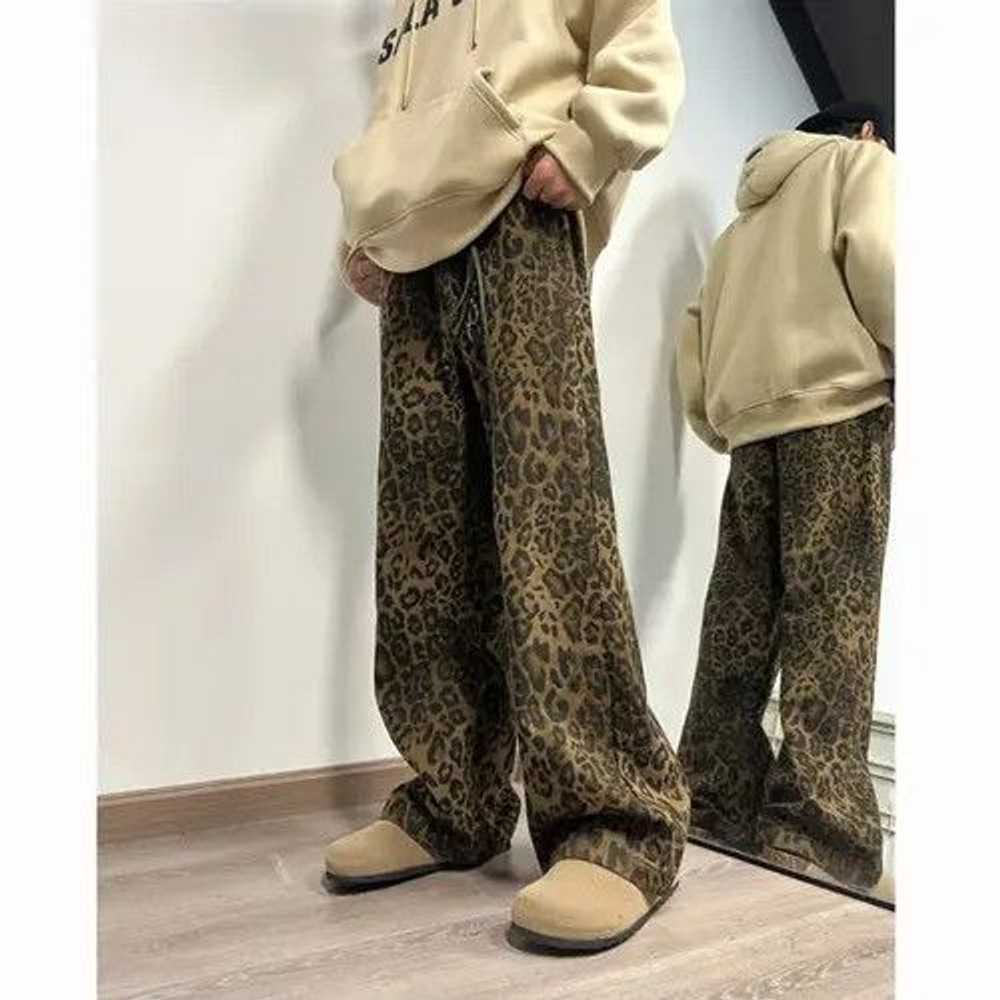 Jean × Streetwear × Vintage leopard print wide le… - image 3