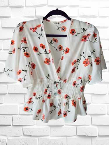 Designer Hint of Blush Womens Medium White Floral 