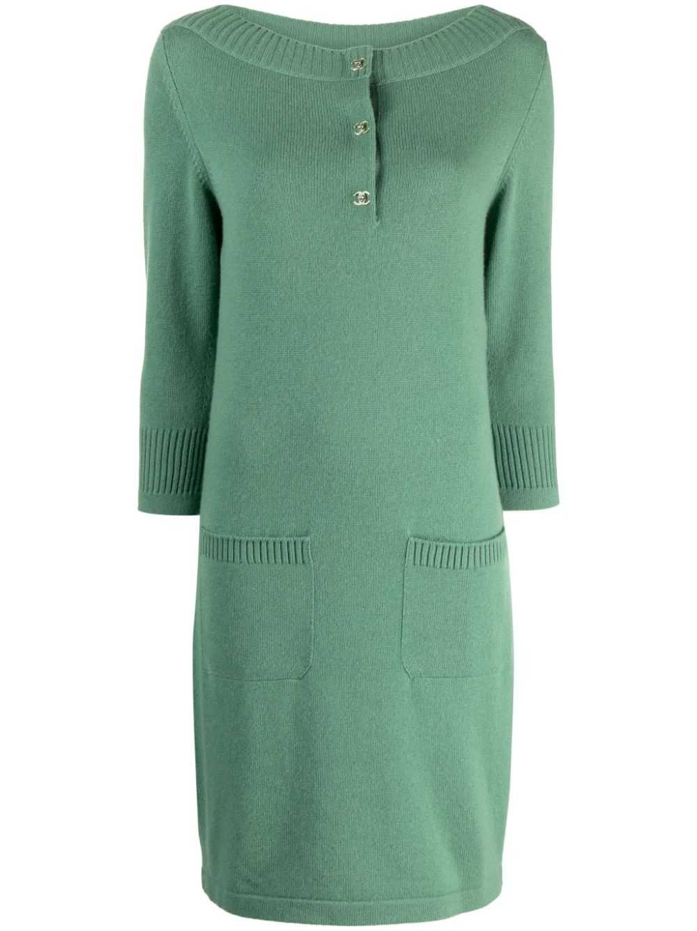 CHANEL Pre-Owned 2010 cashmere minidress - Green - image 1