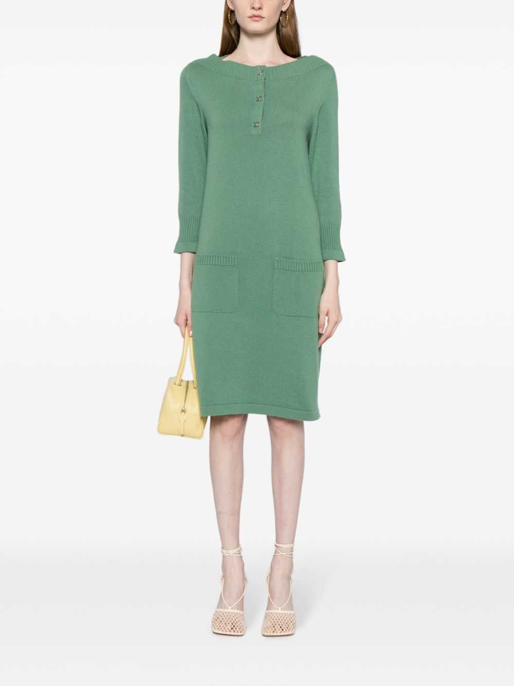 CHANEL Pre-Owned 2010 cashmere minidress - Green - image 2