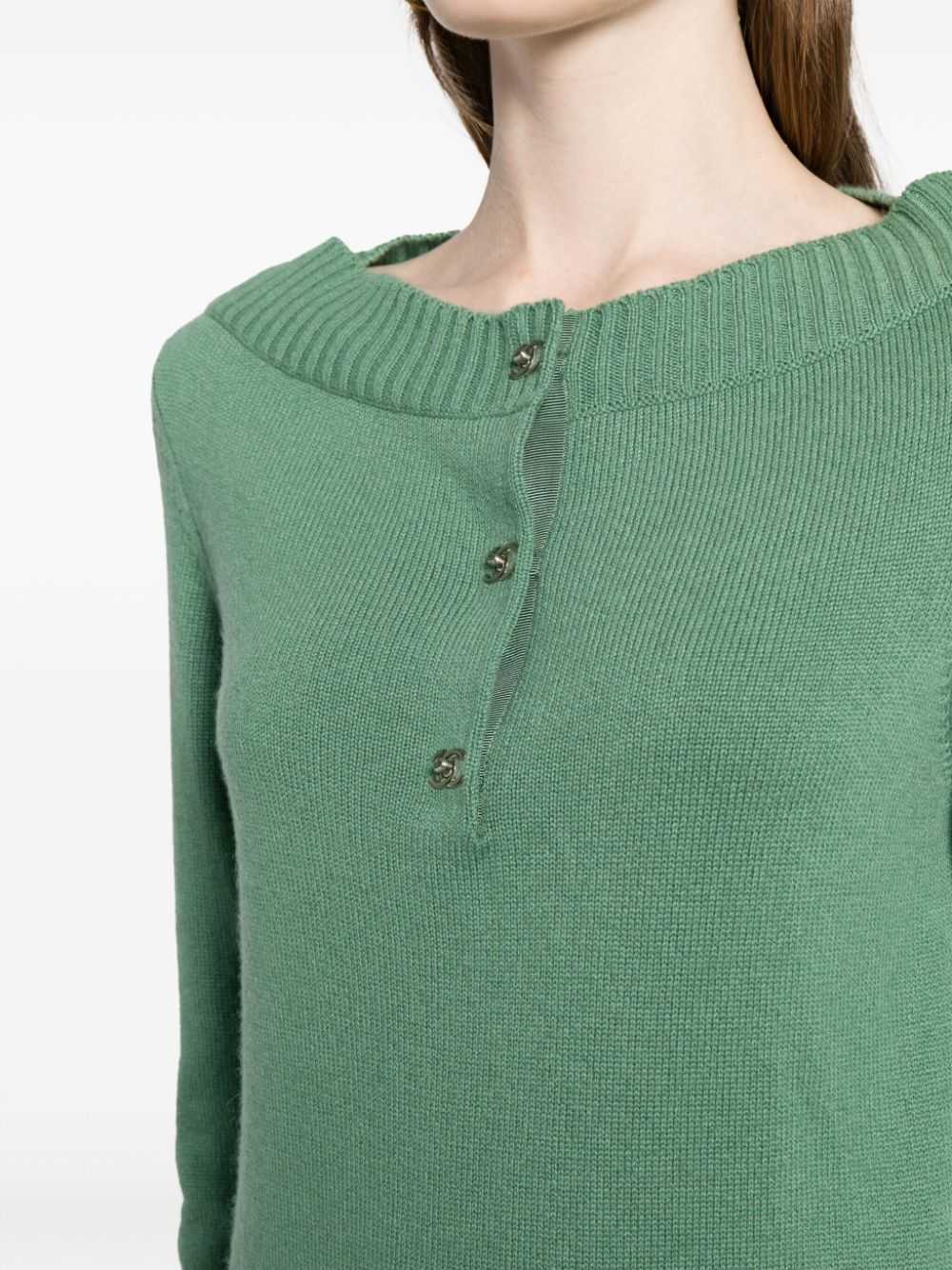 CHANEL Pre-Owned 2010 cashmere minidress - Green - image 5