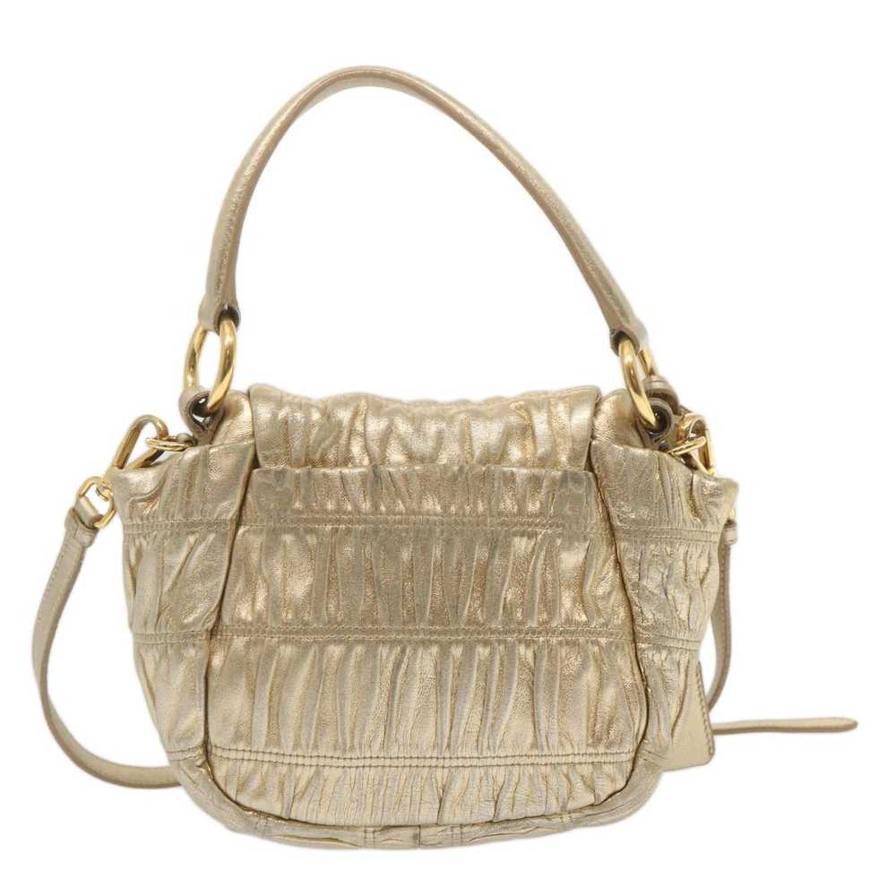 Prada Saffiano Gold Leather Shoulder Bag (Pre-Own… - image 2