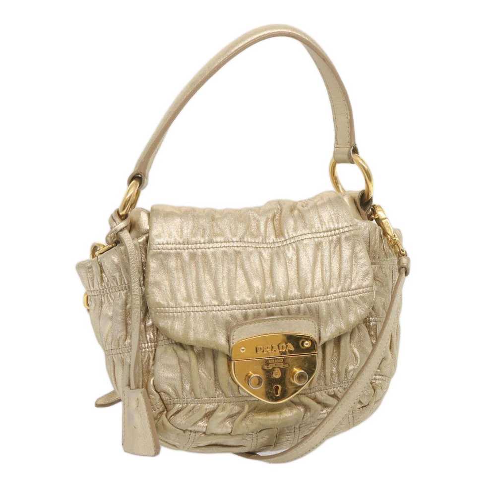 Prada Saffiano Gold Leather Shoulder Bag (Pre-Own… - image 8