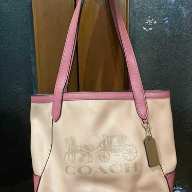 COACH Tote Bag Pink Leather