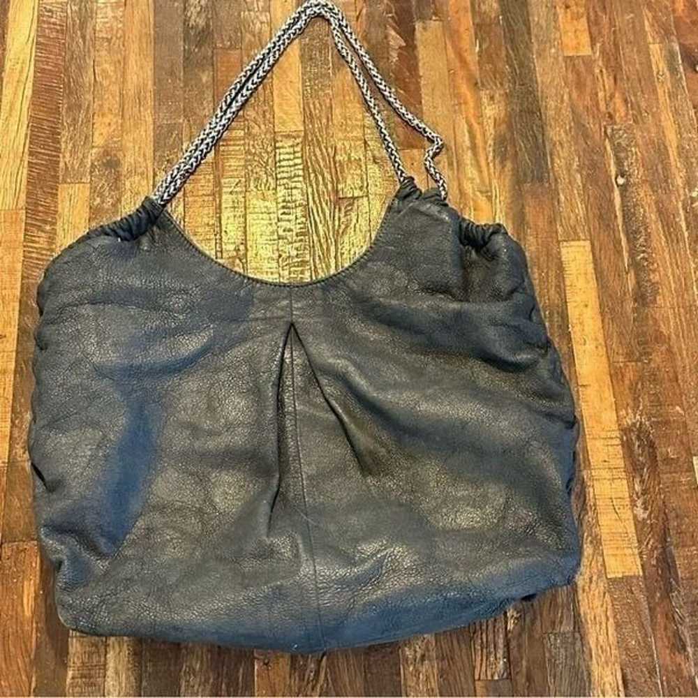 ELIE TAHARI dark gray leather handbag with chain … - image 3