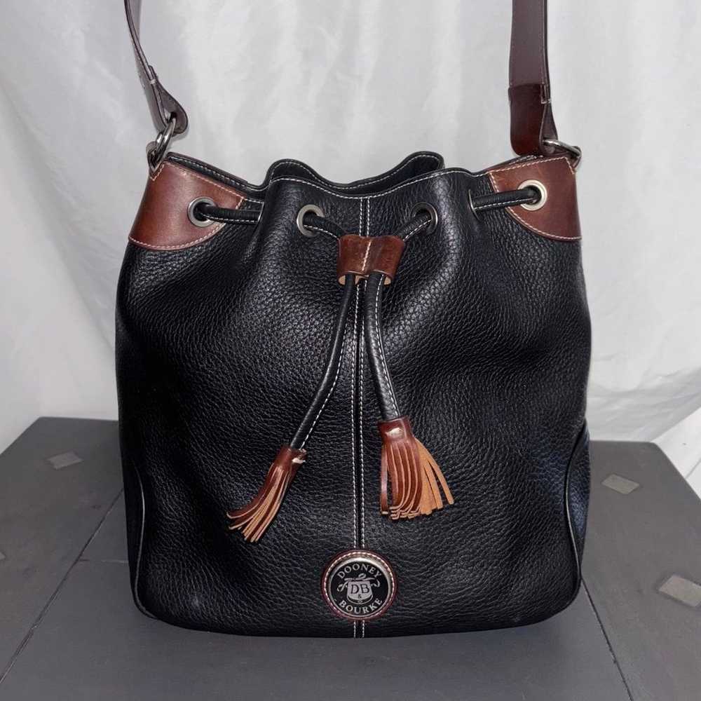 *DOONEY & BOURKE* Black pebbled leather drawstrin… - image 1