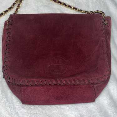 Tory Burch Maroon Marion Suede Shoulder/Crossbody 