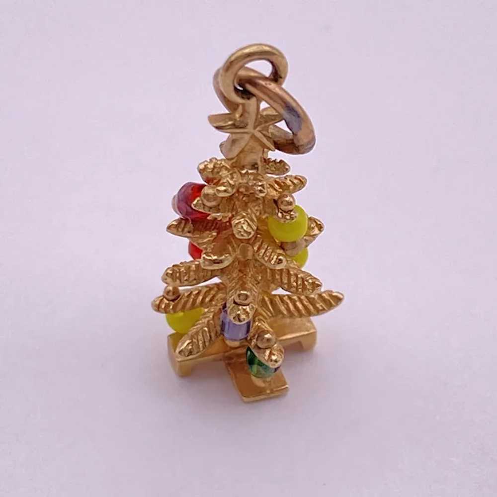 Christmas Tree Vintage Charm 14K Gold Three-Dimen… - image 2