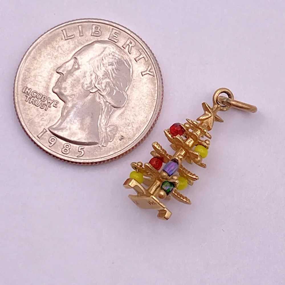 Christmas Tree Vintage Charm 14K Gold Three-Dimen… - image 3