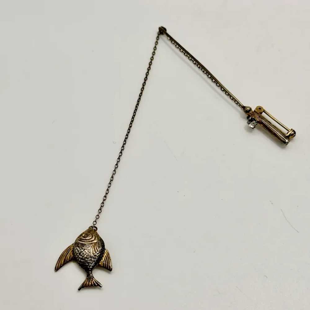 Gilt Silver Fishing Rod Fish Pin - A Reel Beauty! - image 7