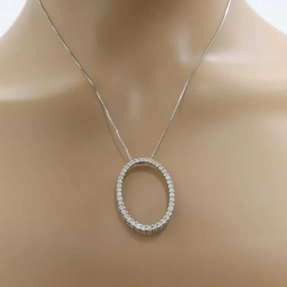 1.50 TW Diamond Circle of Life Oval Pendant 14K W… - image 2