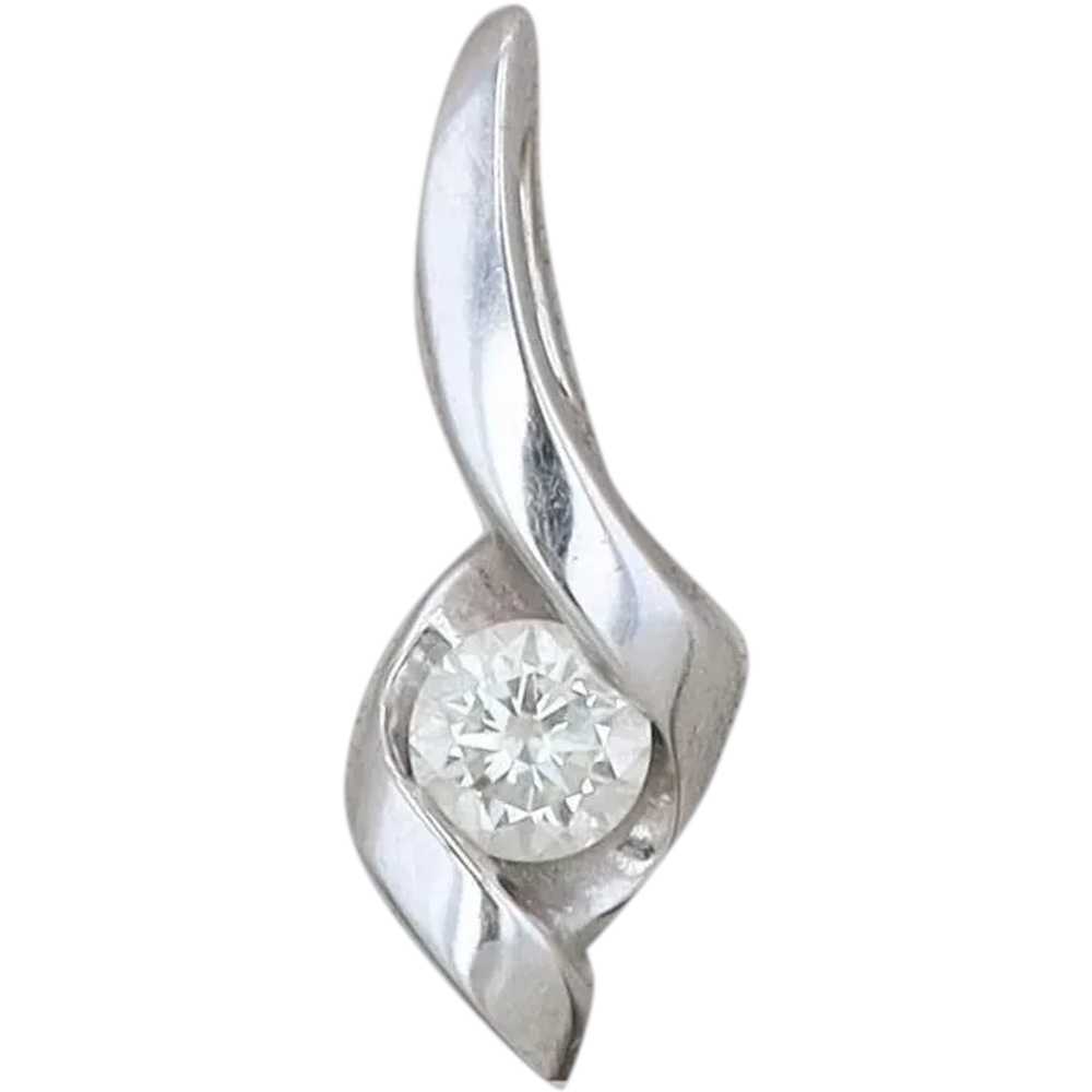 14k White Gold 'Sirena' Diamond Pendant - image 1