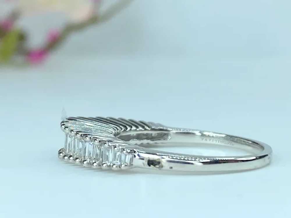 18K white gold Graduated Baguette Diamond Cathedr… - image 3