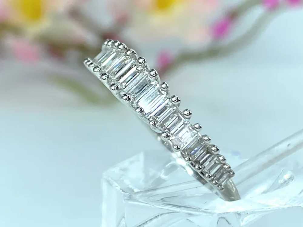 18K white gold Graduated Baguette Diamond Cathedr… - image 7