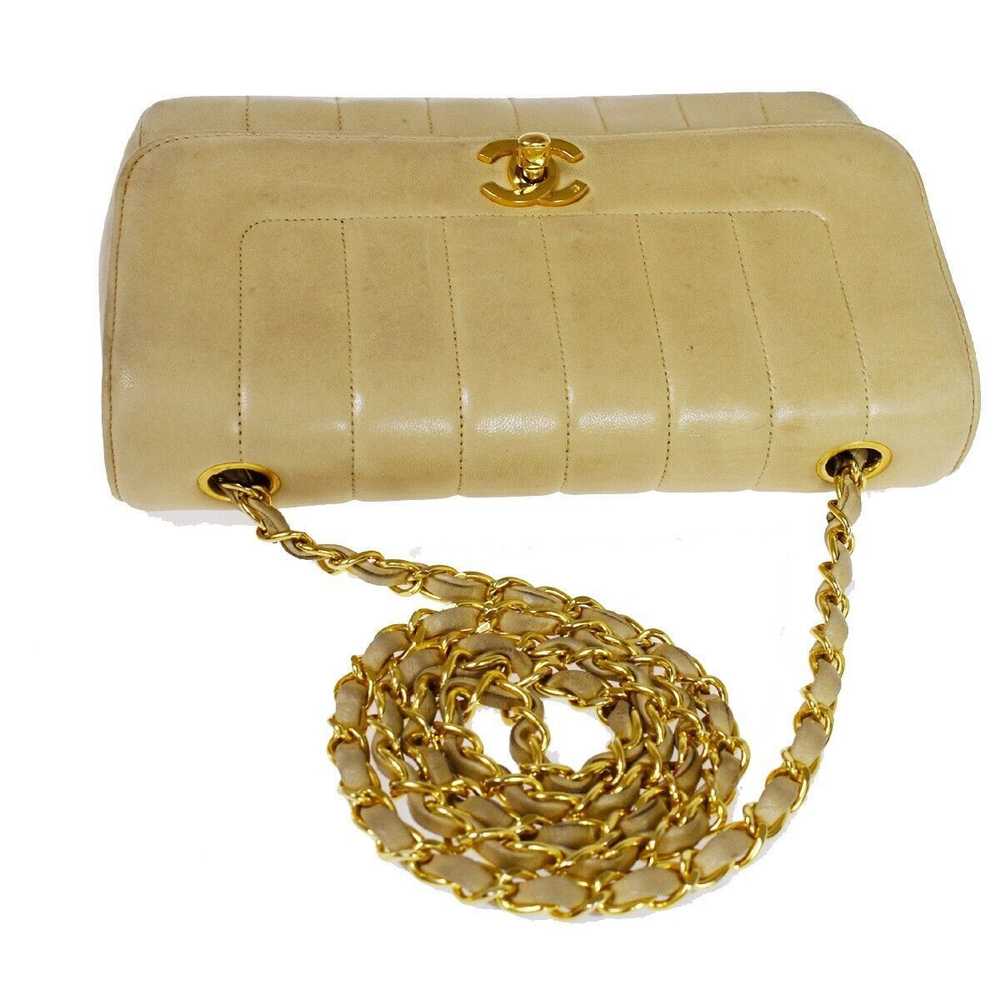 Chanel Mademoiselle Beige Leather Shoulder Bag (P… - image 5