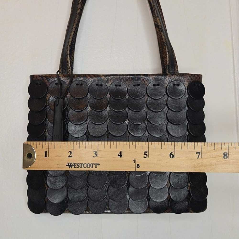 VTG CEM Leather Shoulder Bag Black Discs Snake Pr… - image 11