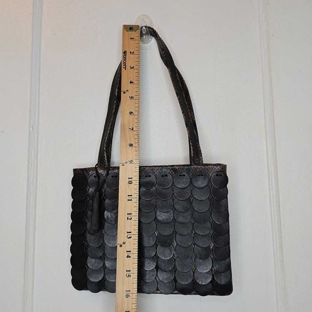 VTG CEM Leather Shoulder Bag Black Discs Snake Pr… - image 12