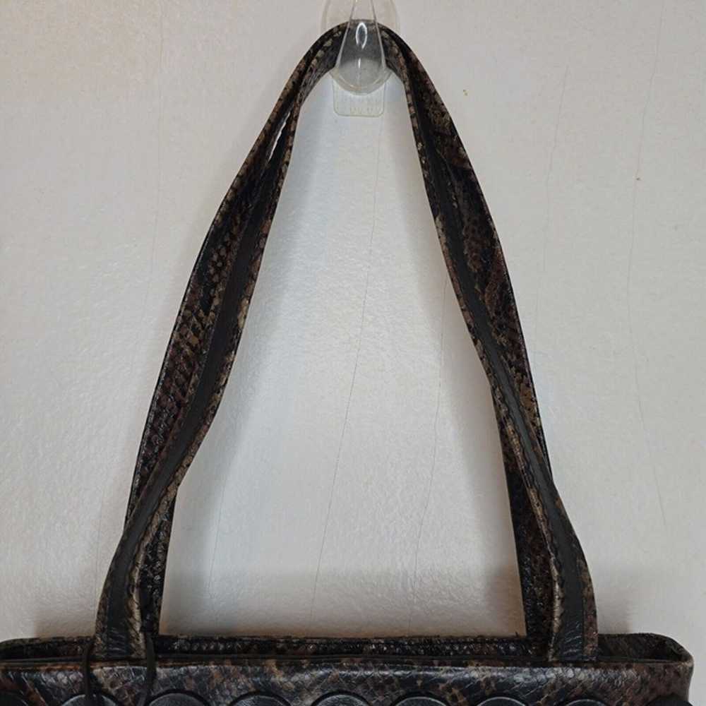 VTG CEM Leather Shoulder Bag Black Discs Snake Pr… - image 6