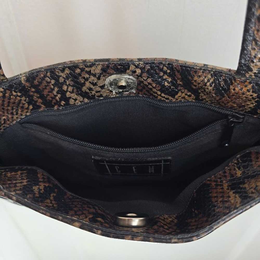 VTG CEM Leather Shoulder Bag Black Discs Snake Pr… - image 8