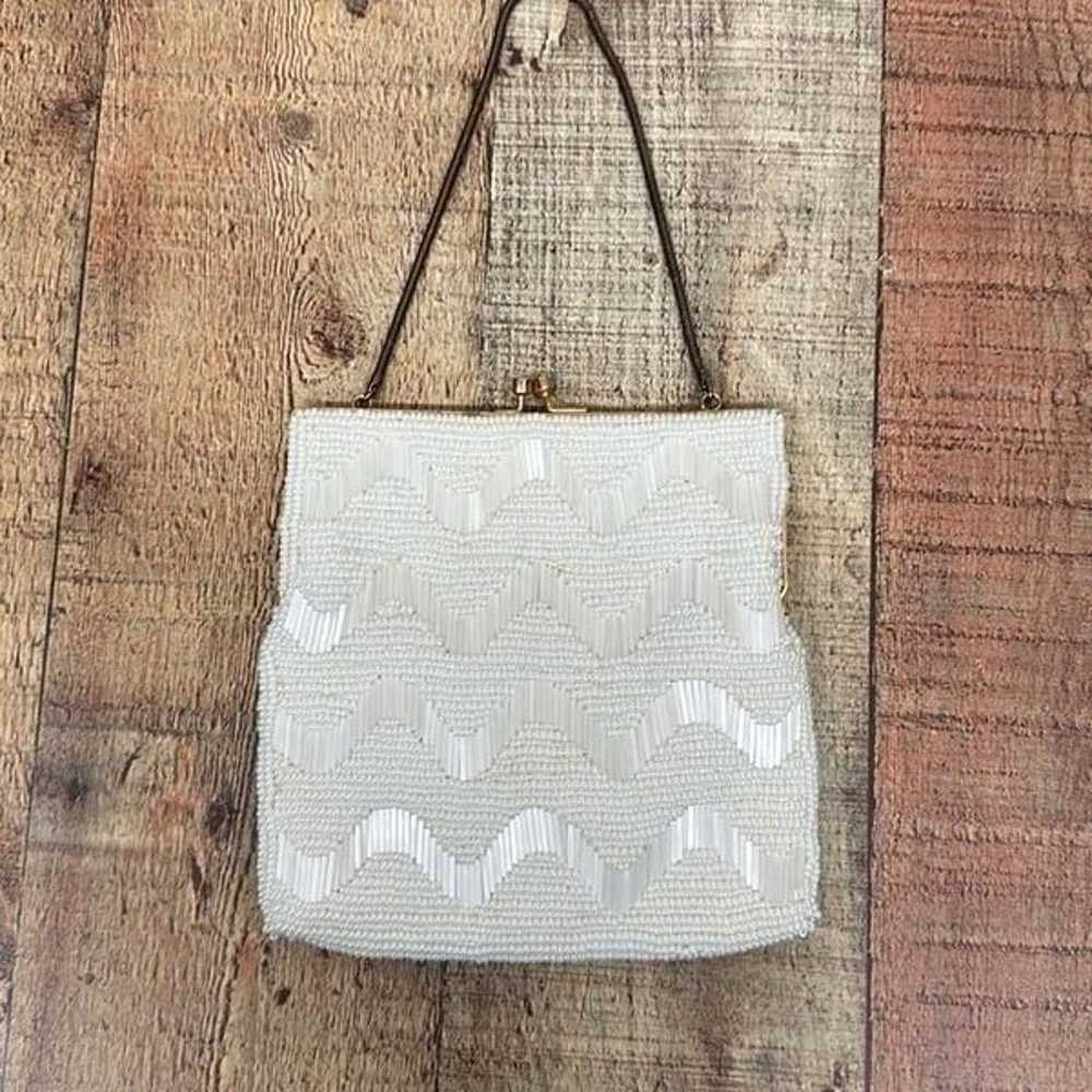 Vintage Walborg Beaded Clutch Purse White Unique - image 2