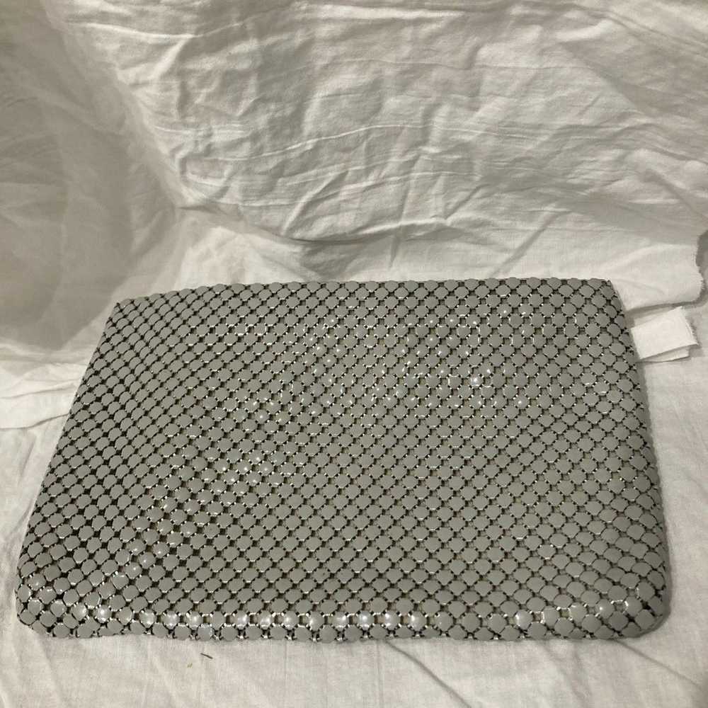 Vintage Dove Gray Clutch Large Mesh Handbag - image 4