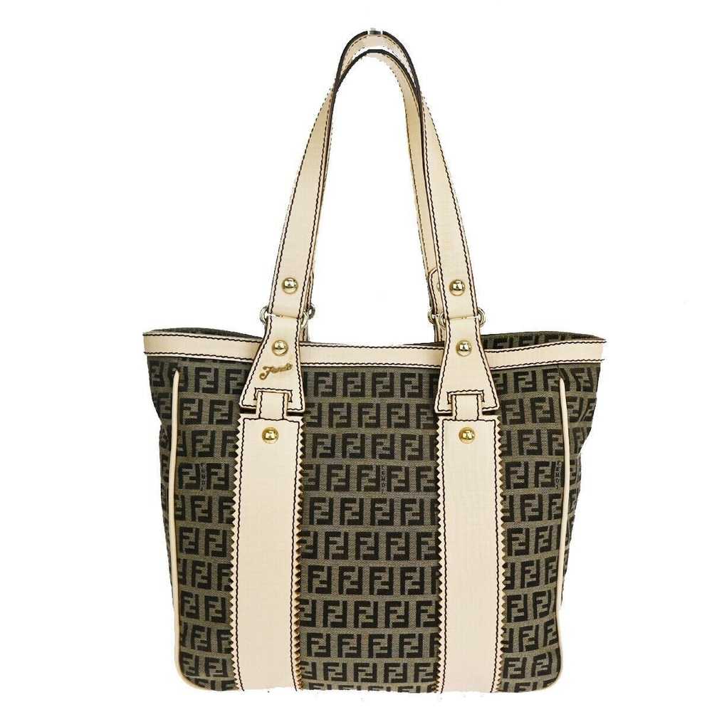 Fendi Zucchino Brown Canvas Shoulder Bag (Pre-Own… - image 1