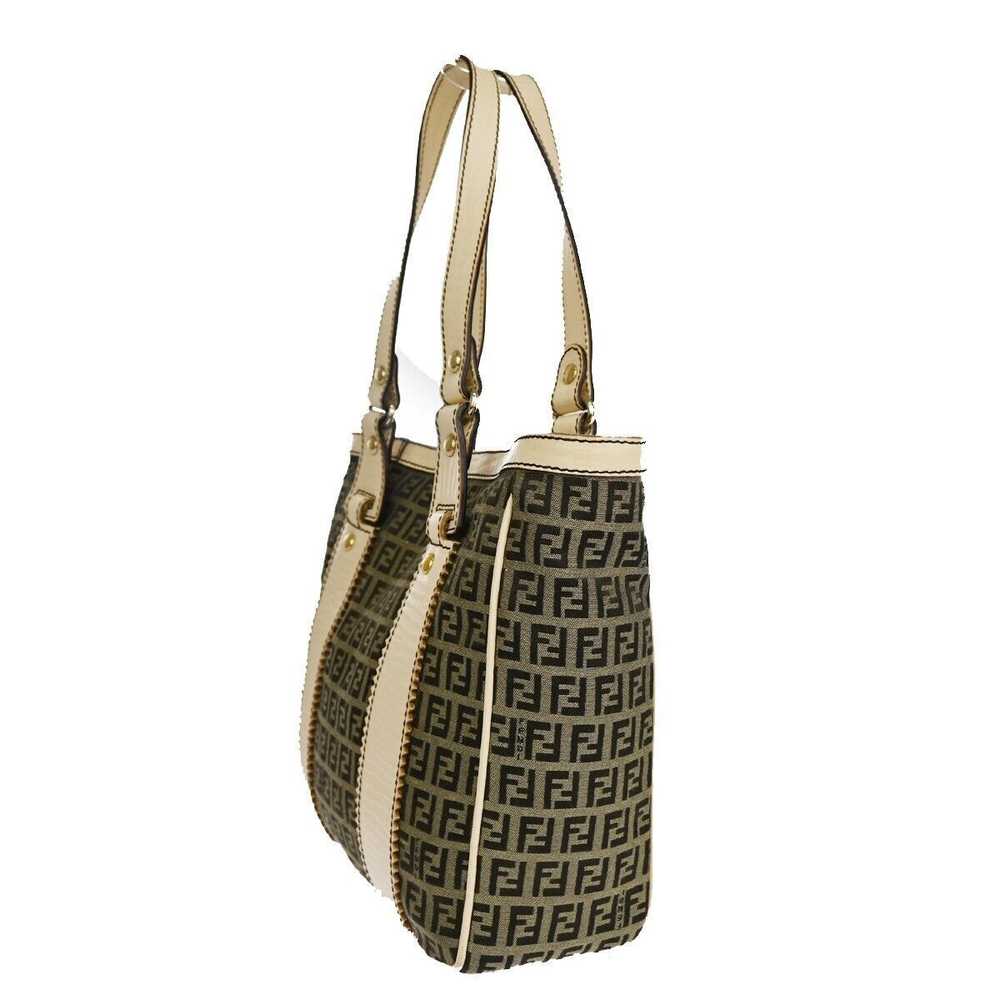 Fendi Zucchino Brown Canvas Shoulder Bag (Pre-Own… - image 3