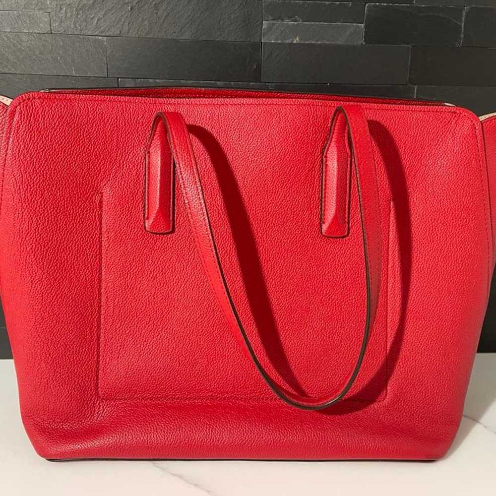 Kate Spade Leather Tote Hand Bag Purse Red Gold L… - image 2