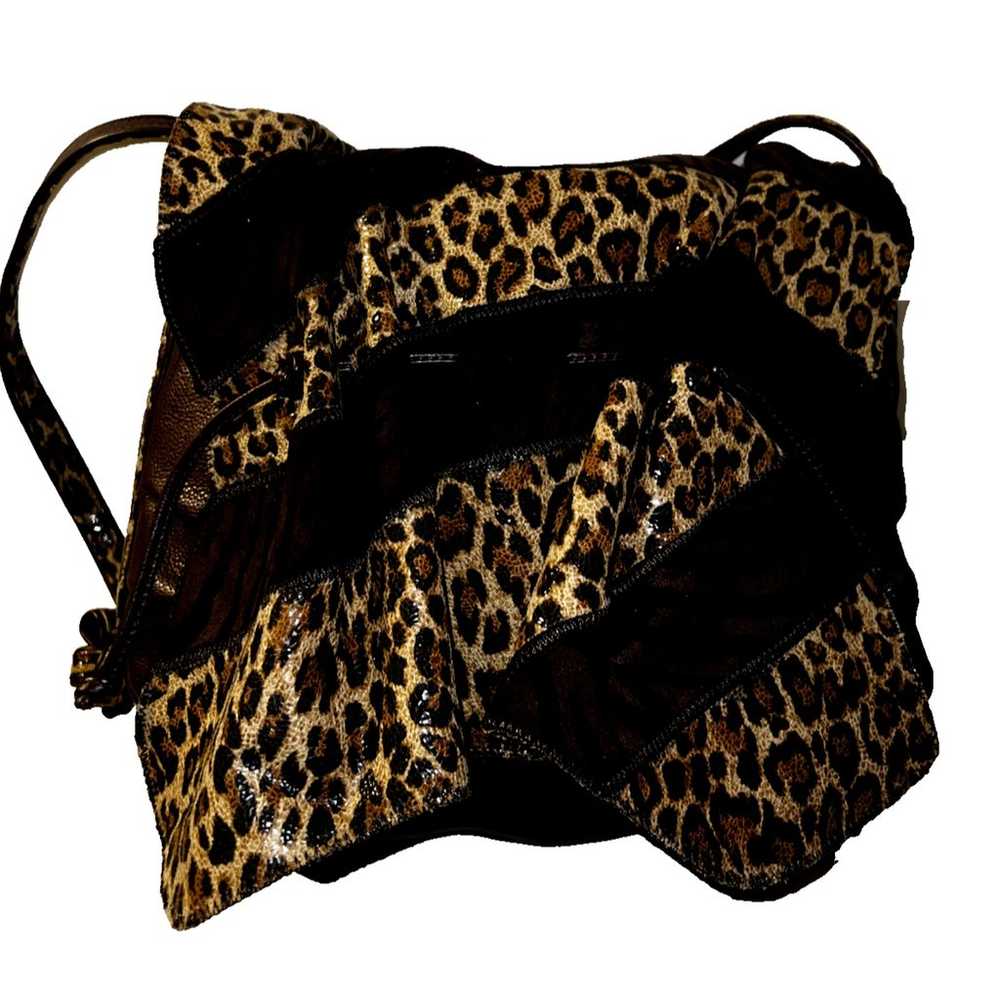 CHI by Falchi Purse Brown Animal Print Leather De… - image 3