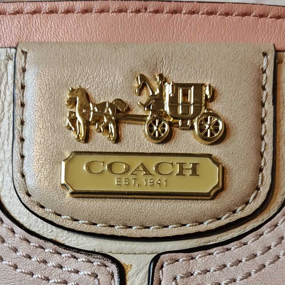 Coach Madison Colorblock Leather Coral Kiwi Kara … - image 11