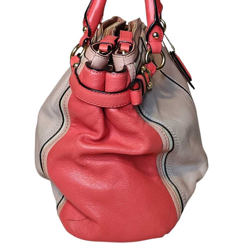 Coach Madison Colorblock Leather Coral Kiwi Kara … - image 3