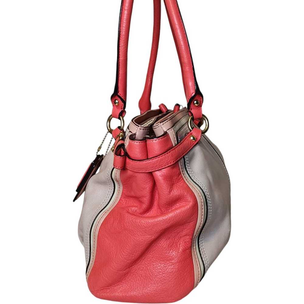 Coach Madison Colorblock Leather Coral Kiwi Kara … - image 4