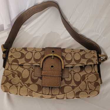 Coach Signature Purse - Dark Brown Logo and Buckle