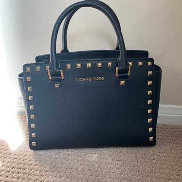 Michael Kors Selma Black with Gold Studs