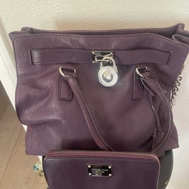 Michael Kors purple purse with matching wallet - image 1