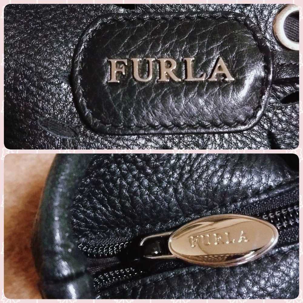 FURLA Punching Leather Tote Bag Black. - image 3