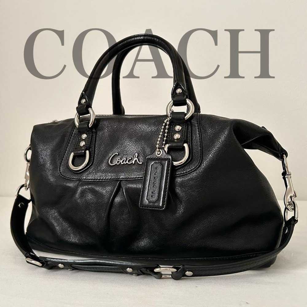 Coach Tote Bag Shoulder Bag Leather Black - image 1