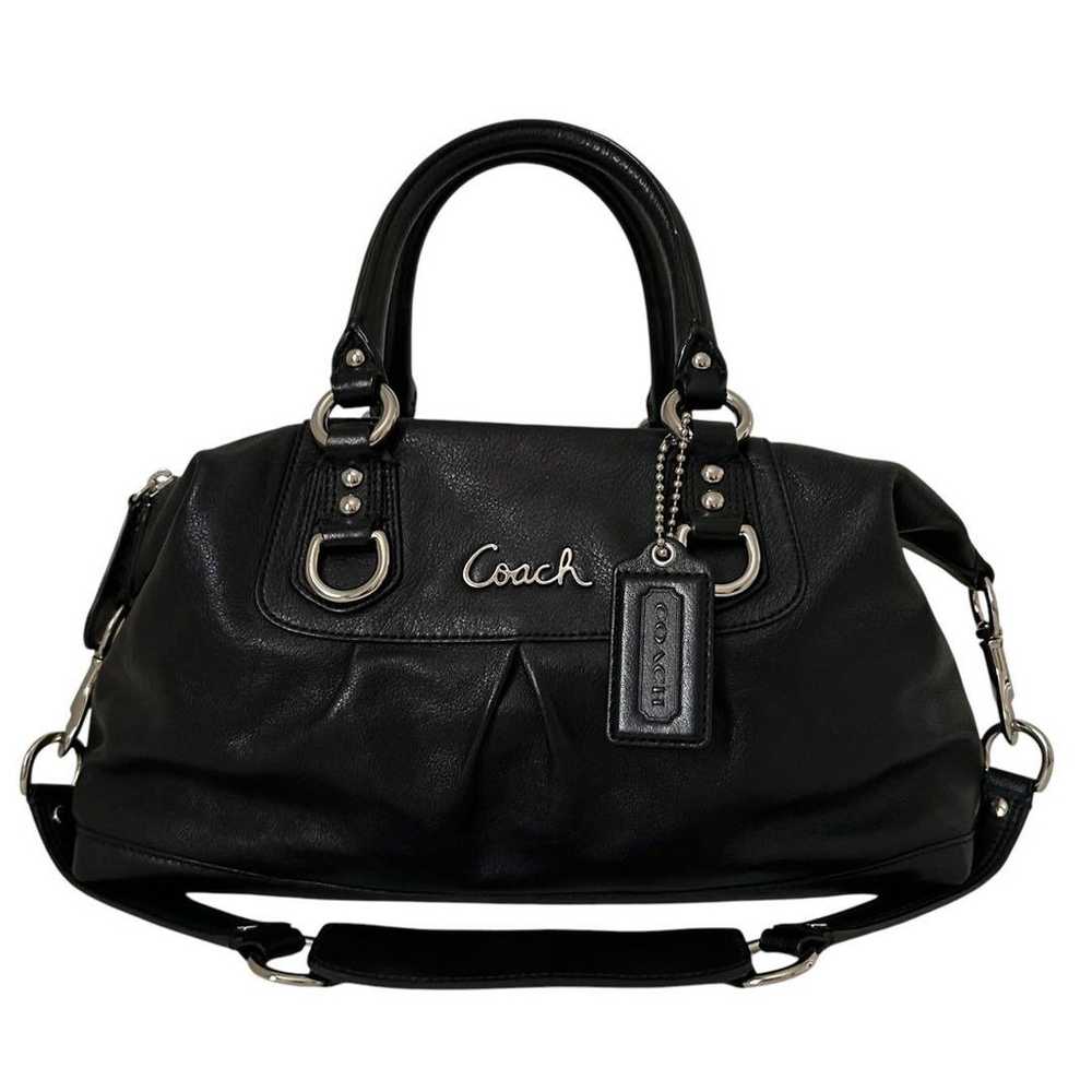 Coach Tote Bag Shoulder Bag Leather Black - image 2