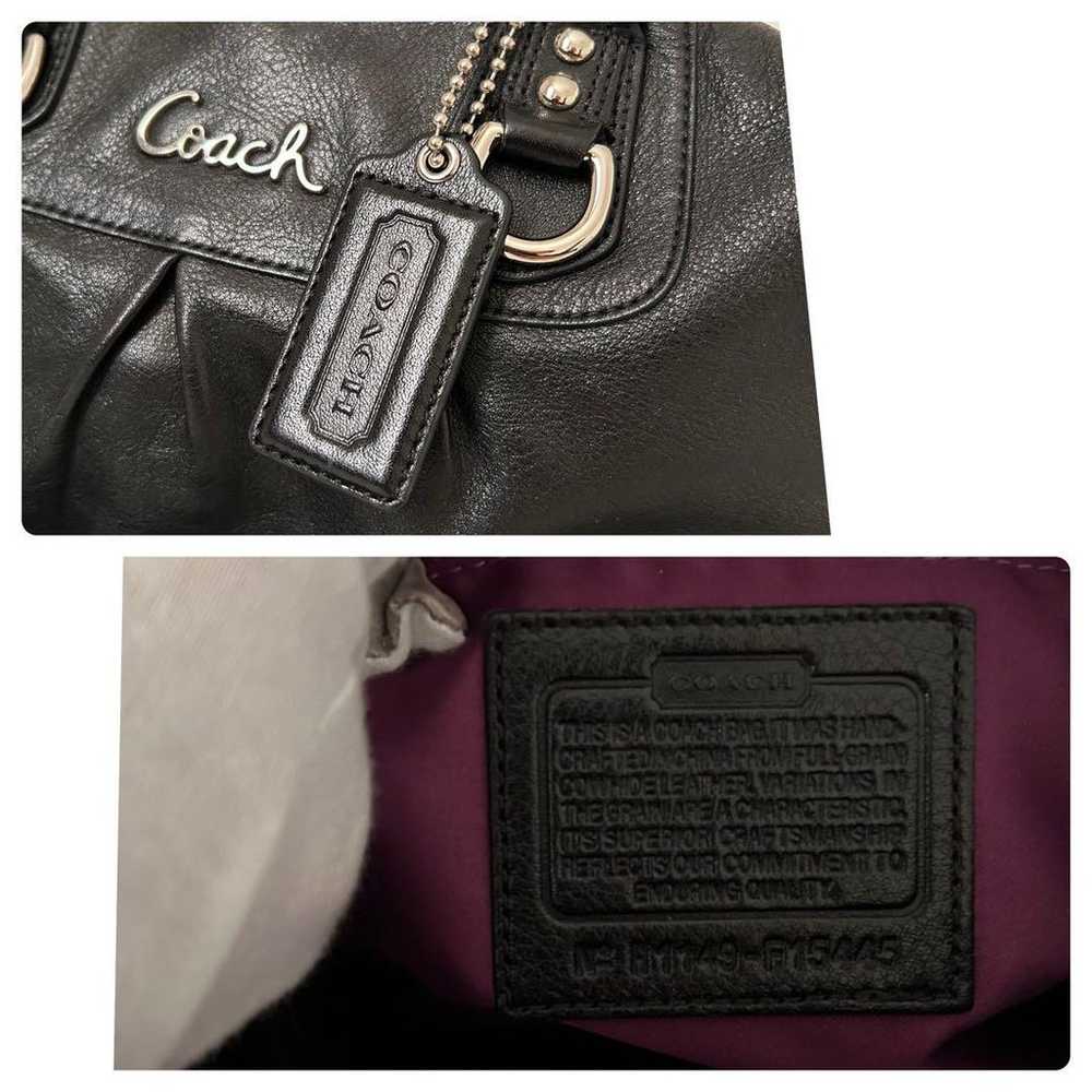 Coach Tote Bag Shoulder Bag Leather Black - image 9