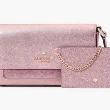 Nwot kate spade pink glimmer crossbody with cardh… - image 1