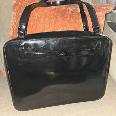 GUCCI Shoulder Bag Patent Leather Black